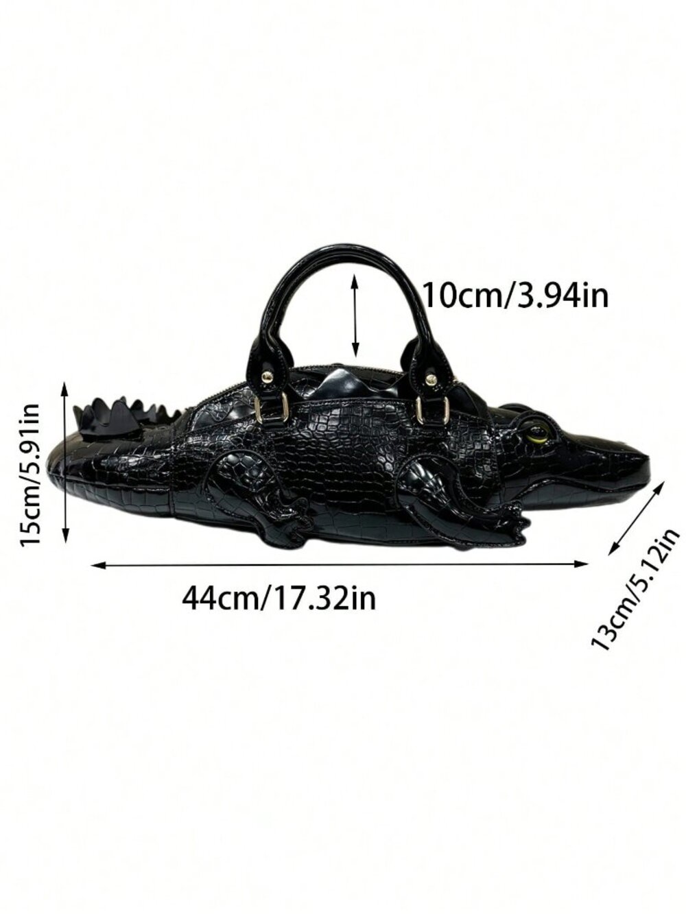 Novelty Crocodile Shaped Leather Handbag | Quirky Brown Alligator Satchel Bag - Picture 5 of 5